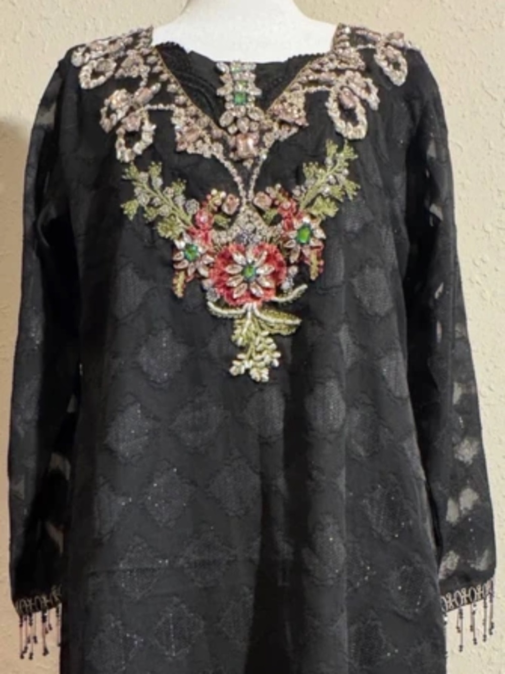 Prince Embroidered Black Tunic Dress | L